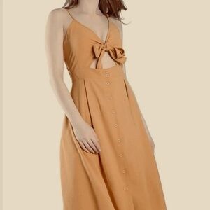 JUSTIFY Mustard Tie Bodice Maxi Dress XL